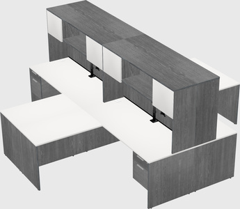 Quad l-shaped office desks