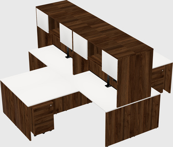 Quad l-shaped office desks
