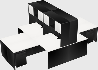 Quad l-shaped office desks