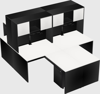 Quad l-shaped office desks