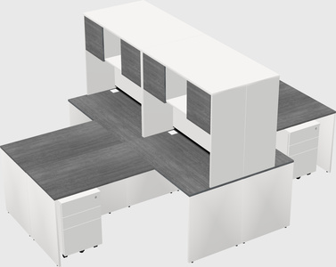 Quad l-shaped office desks