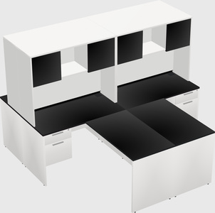 Quad l-shaped office desks