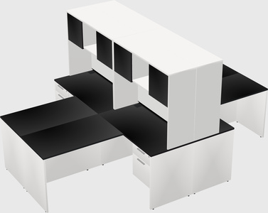 Quad l-shaped office desks