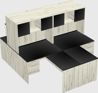 Quad l-shaped office desks