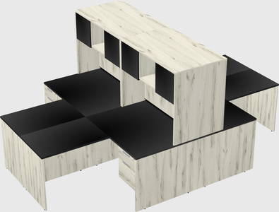 Quad l-shaped office desks