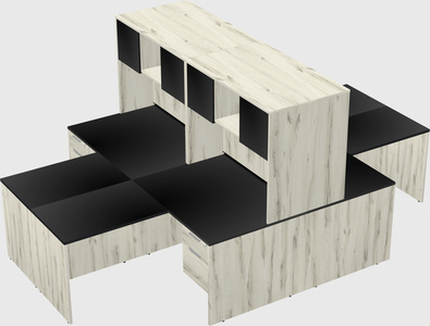 Quad l-shaped office desks