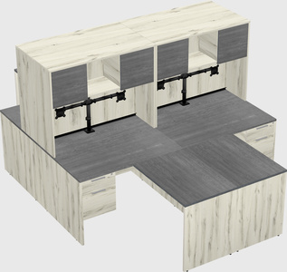 Quad l-shaped office desks