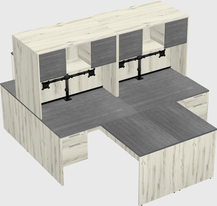 Quad l-shaped office desks