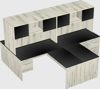 Quad l-shaped office desks