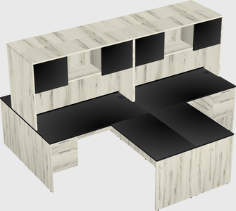 Quad l-shaped office desks