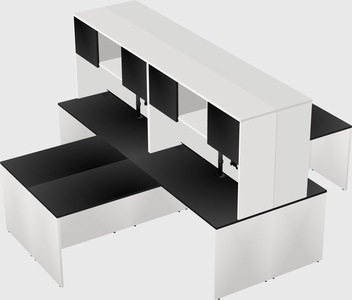 Quad l-shaped office desks