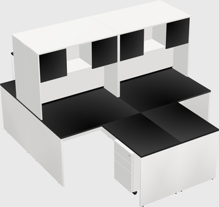 Quad l-shaped office desks