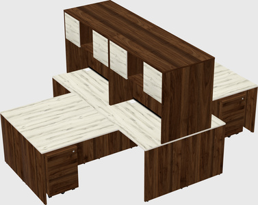 Quad l-shaped office desks