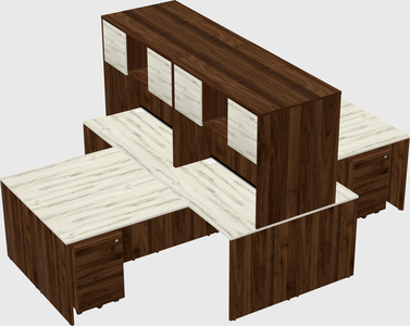 Quad l-shaped office desks