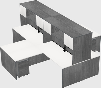 Quad l-shaped office desks