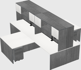 Quad l-shaped office desks