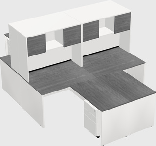 Quad l-shaped office desks