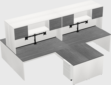 Quad l-shaped office desks