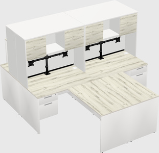 Quad l-shaped office desks