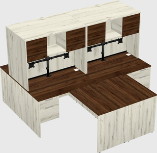 Quad l-shaped office desks