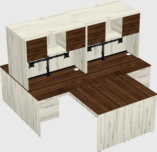 Quad l-shaped office desks