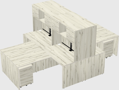 Quad l-shaped office desks