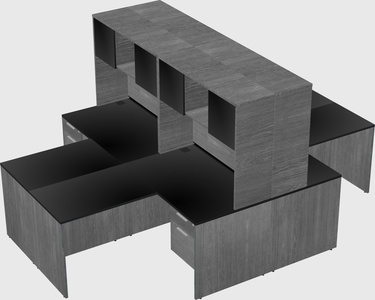 Quad l-shaped office desks
