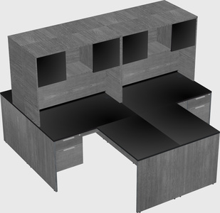 Quad l-shaped office desks