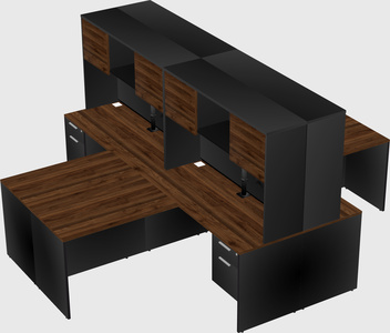 Quad l-shaped office desks