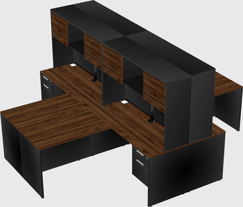 Quad l-shaped office desks