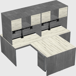 Quad l-shaped office desks