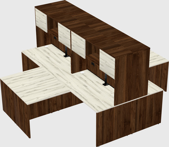 Quad l-shaped office desks