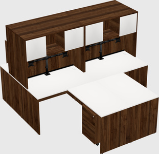 Quad l-shaped office desks