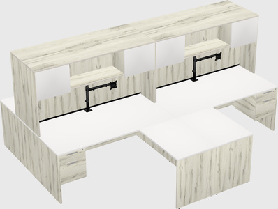 Quad l-shaped office desks