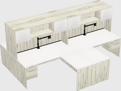 Quad l-shaped office desks