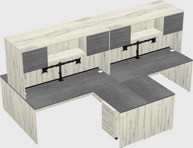 Quad l-shaped office desks