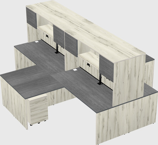 Quad l-shaped office desks