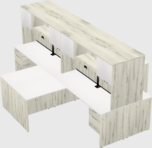 Quad l-shaped office desks