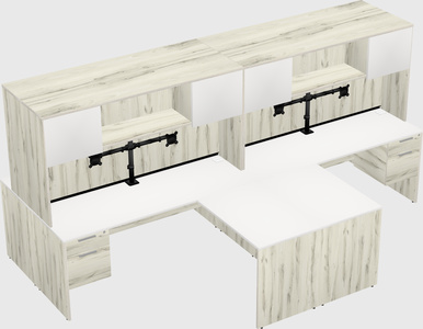 Quad l-shaped office desks