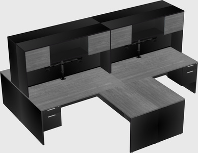 Quad l-shaped office desks