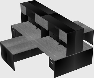 Quad l-shaped office desks