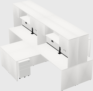 Quad l-shaped office desks