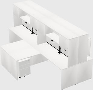 Quad l-shaped office desks