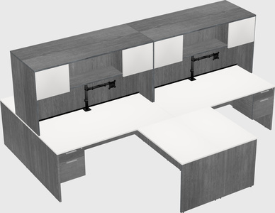 Quad l-shaped office desks