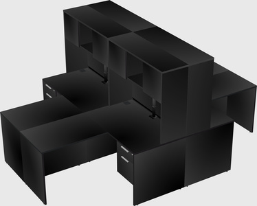 Quad l-shaped office desks