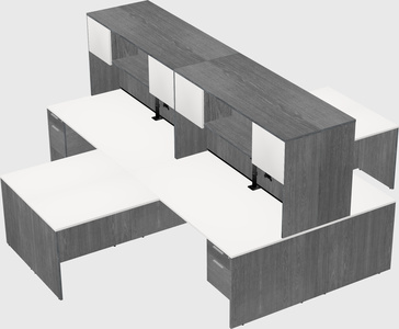 Quad l-shaped office desks