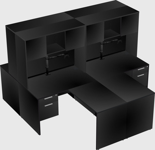 Quad l-shaped office desks