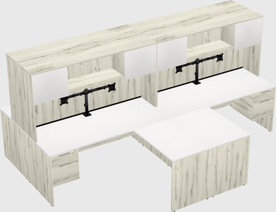Quad l-shaped office desks