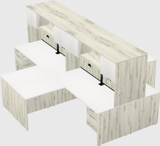 Quad l-shaped office desks