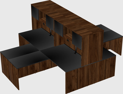 Quad l-shaped office desks